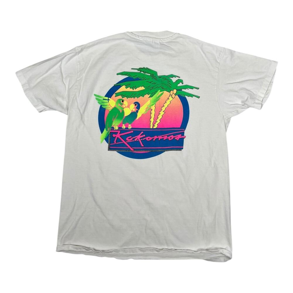 Vintage Kekorros Parrot Palm Trees T-Shirt Mens M/L White Tropical USA Beach